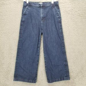 J. Crew Jeans Womens 28 Rayner Dark Wash Stretch High Rise Wide Leg Cropped